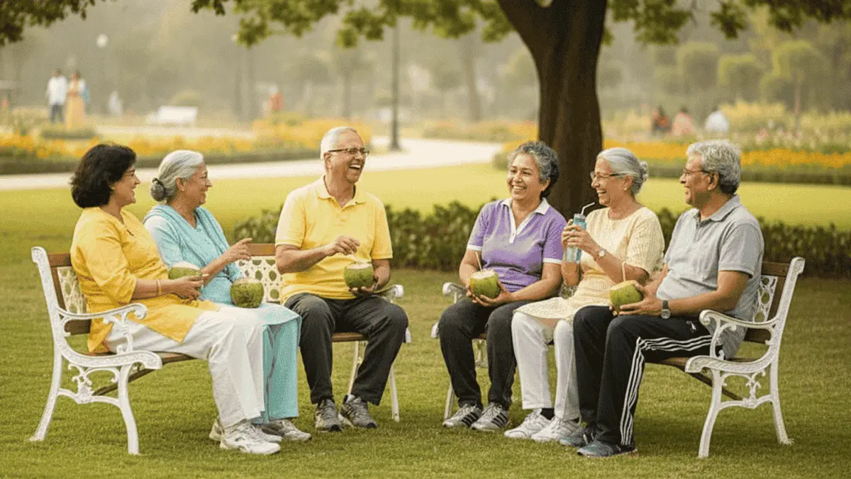 Residents in a senior living community
