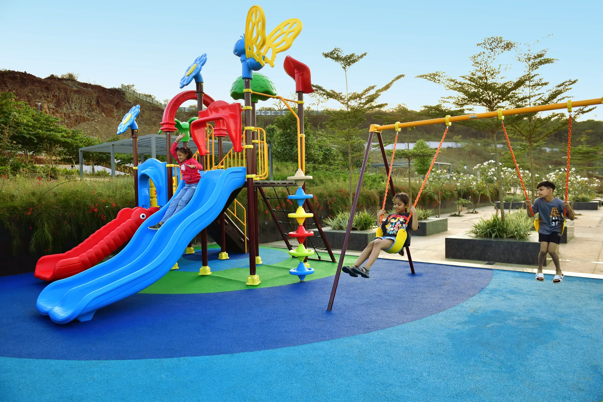 Children at the play area at Kekarav