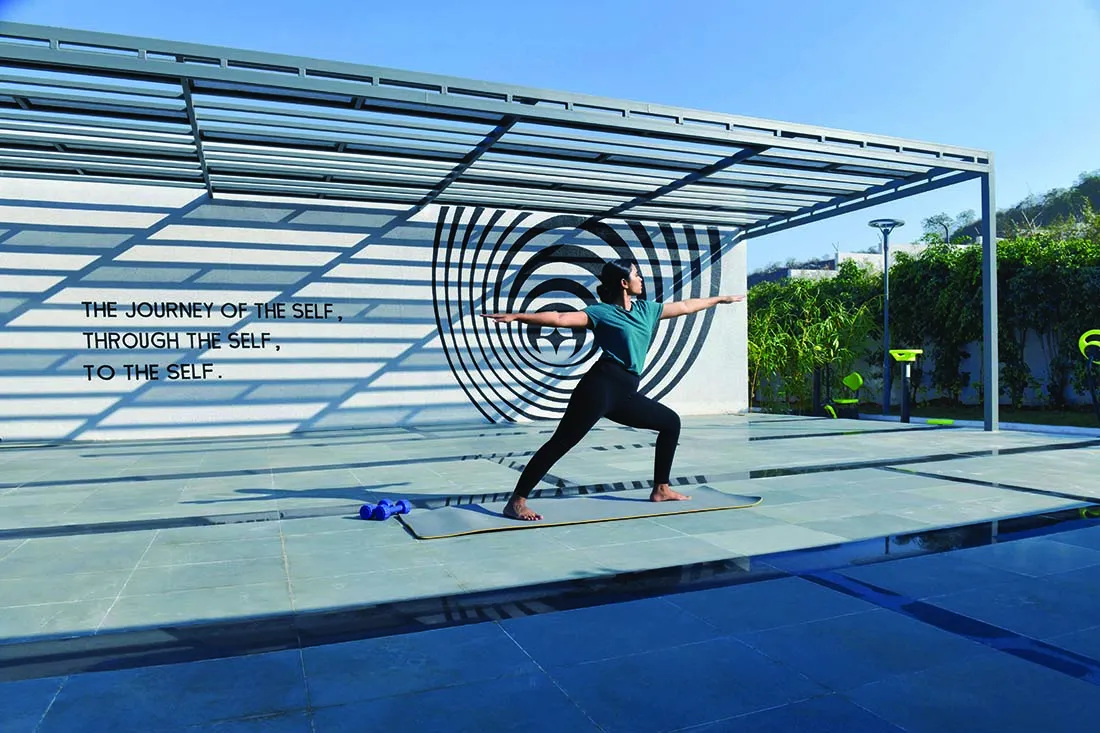 Yoga at the meditation plaza at Kekarav