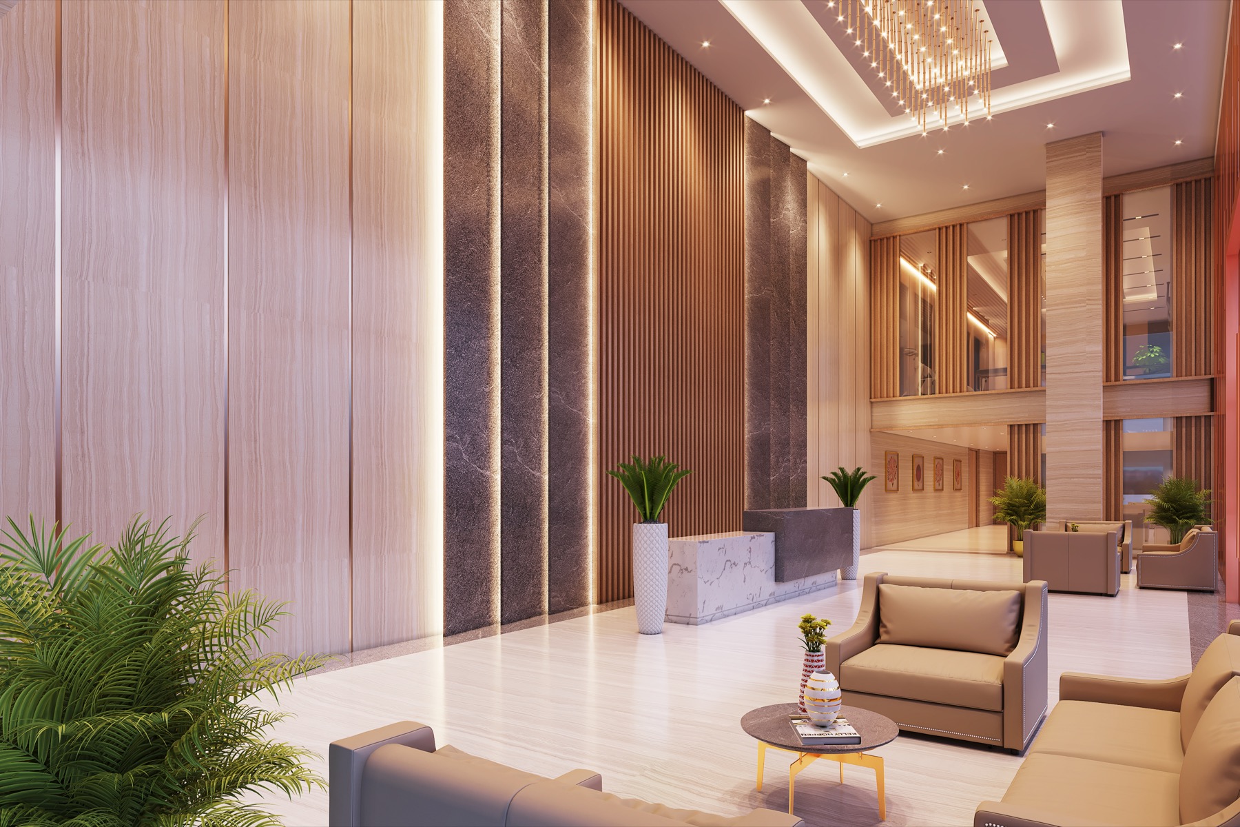 The double-height entrance lobby