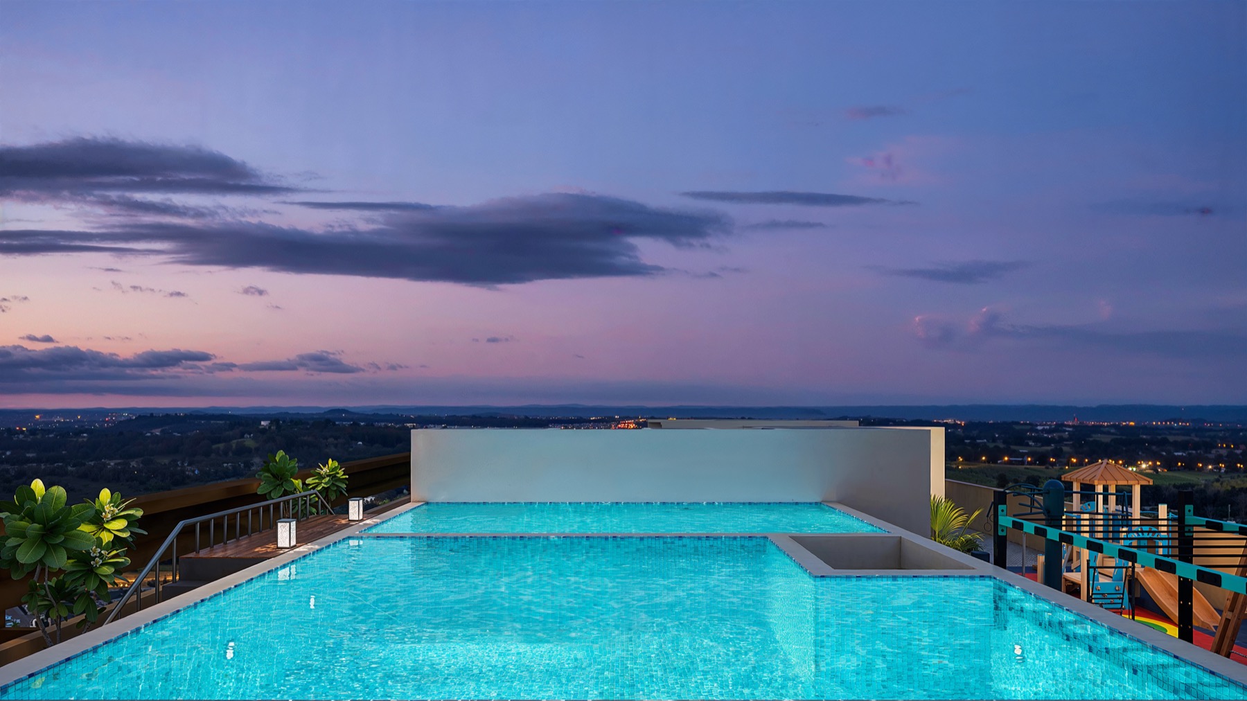 The rooftop pool and deck at TRU Gardenia