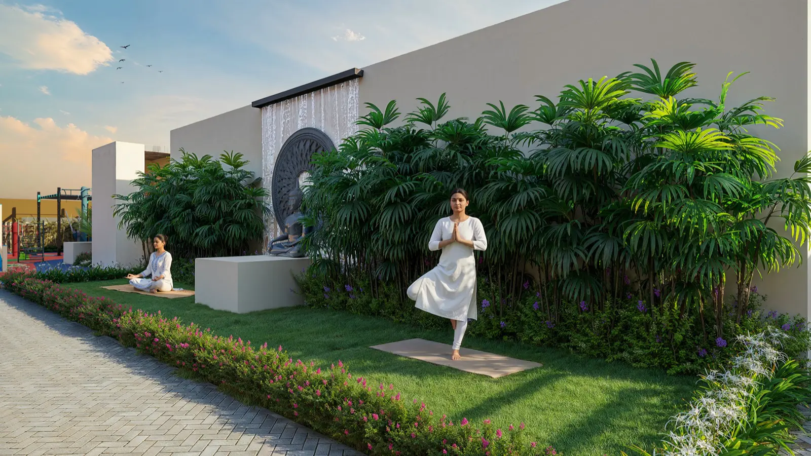 The yoga deck at TRU Gardenia